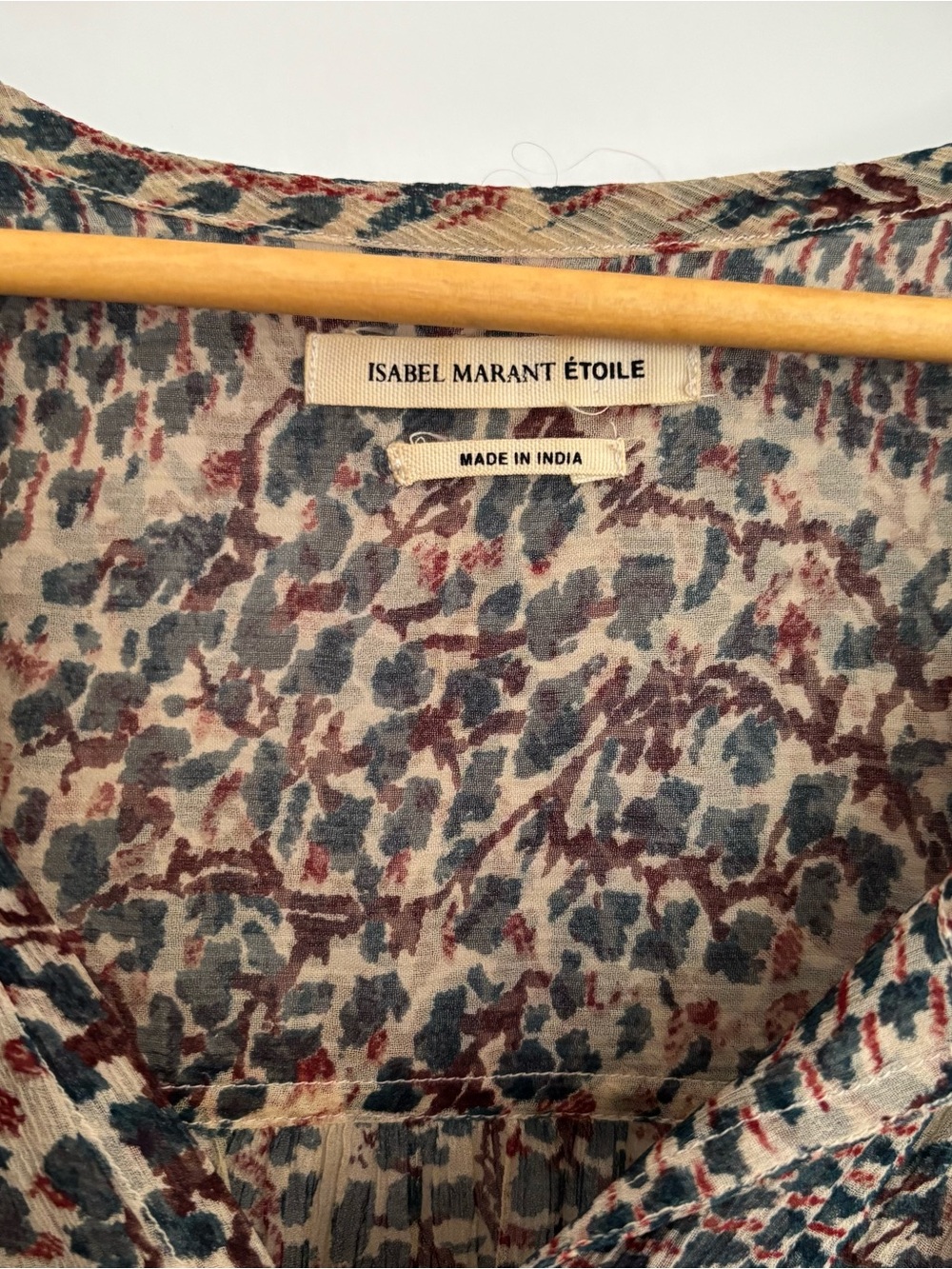 Isabel Marant Cream Silk Top with Blue & Rust Floral Print - Picture 5 of 8